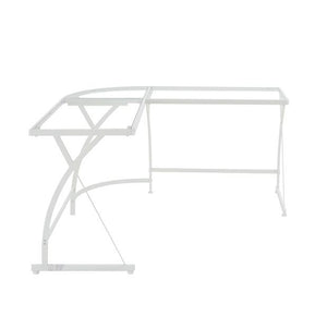 Janison - Desk - Clear Glass & White Finish
