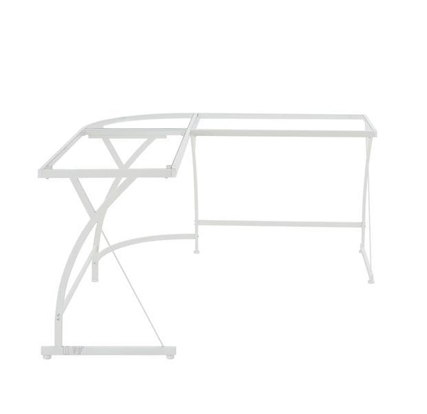 Janison - Desk - Clear Glass & White Finish
