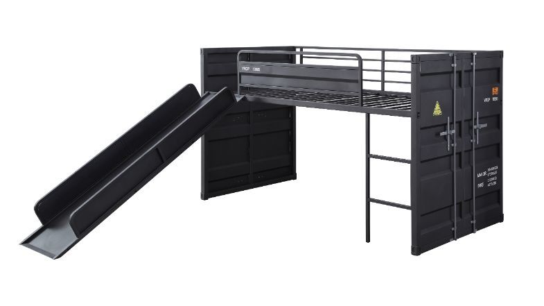20 Slats Twin Size<br/><br/><b>Product Features</b><ul><li>attress is Not Included</li><li>Right Front Facing Ladder</li><li>Left Front Facing Slide</li><li>Case: 1Set/2Ctn</li><li>Finish: Gunmetal Finish</li><li>Style: Contemporary</li><li>Materials: Met