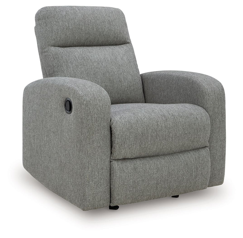 Everyday relaxation, made easy. This recliner takes you back to the basics with simply stylish comfort. With an easygoing neutral hue and classic design, it seamlessly adapts to your living room aesthetic. Pull tab reclining effortlessly takes you from se