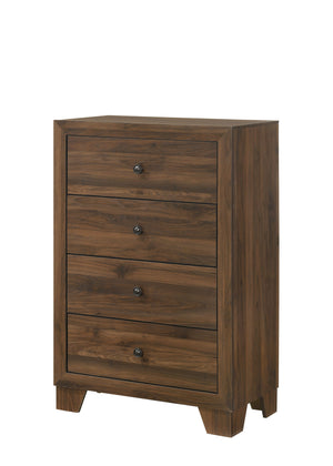 Millie - Twin 5 Piece Upholstered Bedroom Set - Brown Cherry