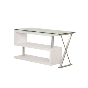 Buck - Desk - White High Gloss & Clear Glass
