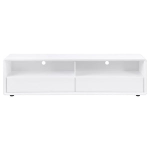  creating an ideal media console for contemporary spaces. Crafted from engineered wood with a white high gloss lacquer finish
