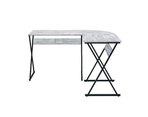 with round corner design for both safety and style. The classic combination of rustic wood and black metal infuse the desk with an old-wo