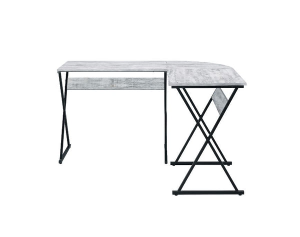  with round corner design for both safety and style. The classic combination of rustic wood and black metal infuse the desk with an old-wo