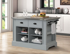 Rectangular Kitchen IslandStorage: 3 Drawers & 2 Doors StorageSide Wooden GlideStainless Steel Top2 Rods Included<br/><br/><b>Product Features</b><ul><li>Rectangular Kitchen Islandâ€§Storage: 3 Drawers & 2 Doors Storageâ€§Side Wooden Glideâ€§Stainless Ste