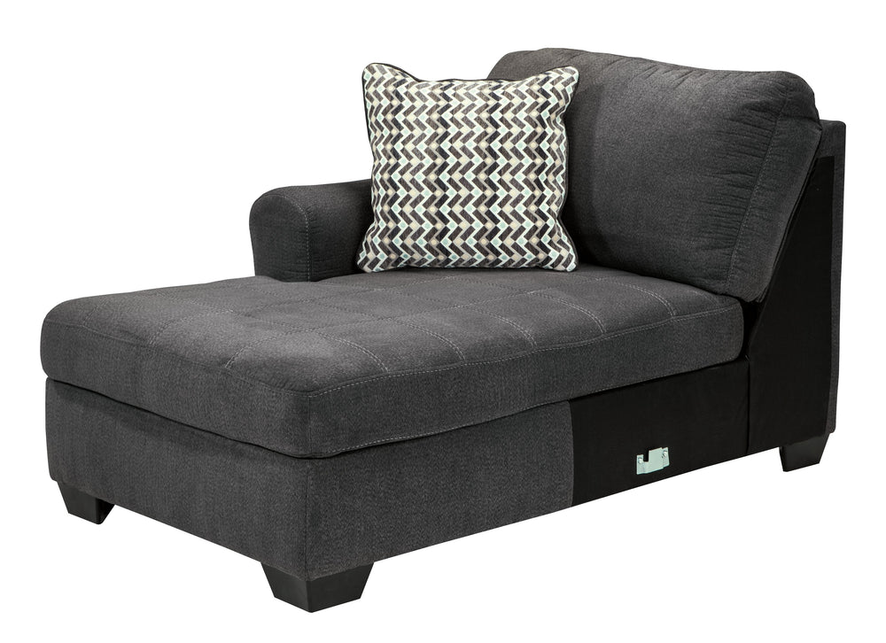 When it comes to incorporating a relaxed sensibility into your home that-'s beautifully on trend, this sectional in slate gray makes it look effortless. With its gently weathered hue and plush feel, the rich upholstery is simply a dream. Grid pattern stit