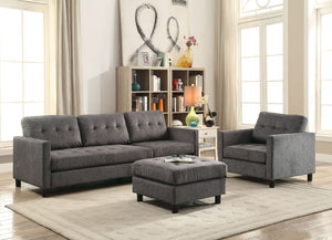 By creating a warm and inviting style in your home with the Caesar collection. This gray upholstered sofa will bring you a modern and comfortable sensation in the living room. Featuring track arms, loose back and seat cushion, squared legs, and multi-func