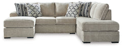 This sectional caters to your need for contemporary comfort. Itâ€™s decked out in feel-good fabric in a versatile hue. Family-friendly and ideal for hosts with the most, two chaises give more people the space the sprawl out. Quality time has never been so