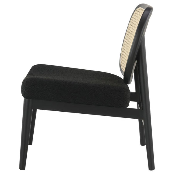 Rayo - Rattan Cane Back Accent Chair With Padded Seat - Black