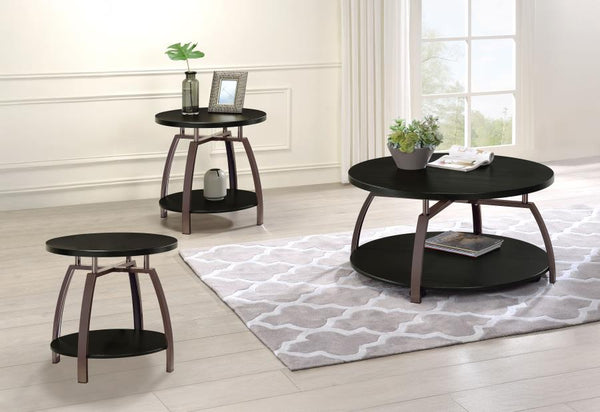 Dacre - 3 Piece Round Coffee And End Table Set - Dark Charcoal