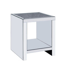 The Malish End Table will add a contemporary touch to any room in your home. With its clean lines, this brilliant square occasional table showcases a distinctive style for an intriguing look. The table features a fully mirrored beveled frame and tempered 