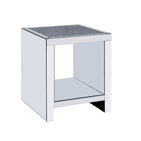 The Malish End Table will add a contemporary touch to any room in your home. With its clean lines, this brilliant square occasional table showcases a distinctive style for an intriguing look. The table features a fully mirrored beveled frame and tempered 