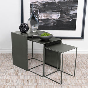  the three tables consolidate underneath the largest to minimize their footprint. Separate the
