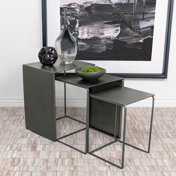  the three tables consolidate underneath the largest to minimize their footprint. Separate the