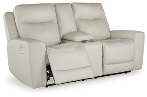 Mindanao - Coconut - Power Reclining Loveseat With Console / Adj Hdrst