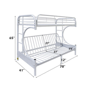 Eclipse - Twin Over Full Over Futon Bunk Bed - White