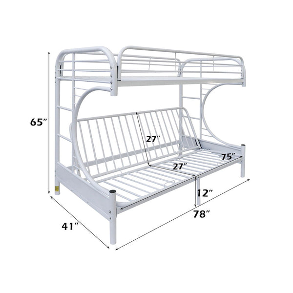 Eclipse - Twin Over Full Over Futon Bunk Bed - White