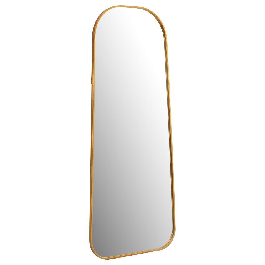 A fashion-forward look takes on simple style for perfect balance in a casual bedroom or dressing space. This floor mirror delivers a well-rounded design that dresses up or tones down a semi-formal or casual living area. A full-length design doubles the co