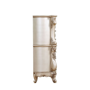  the chest is crafted with romantic elements combining Queen Anne legs and ornate floral accents in matching antique finish. Add glamorous French provincial charm