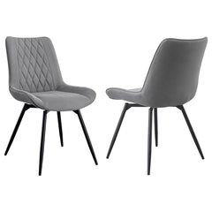Effortlessly stylish and functional, this swivel dining chair blends retro-inspired charm with modern comfort. Wrapped in plush fabric upholstery, the diamond-quilted interior adds rich texture and an elevated touch. A padded bucket seat with a tall backr