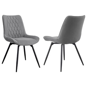 Effortlessly stylish and functional, this swivel dining chair blends retro-inspired charm with modern comfort. Wrapped in plush fabric upholstery, the diamond-quilted interior adds rich texture and an elevated touch. A padded bucket seat with a tall backr