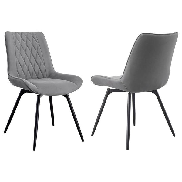Effortlessly stylish and functional, this swivel dining chair blends retro-inspired charm with modern comfort. Wrapped in plush fabric upholstery, the diamond-quilted interior adds rich texture and an elevated touch. A padded bucket seat with a tall backr