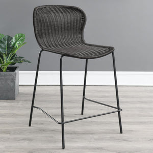  this contemporary stool offers a charming brown faux rattan seat
