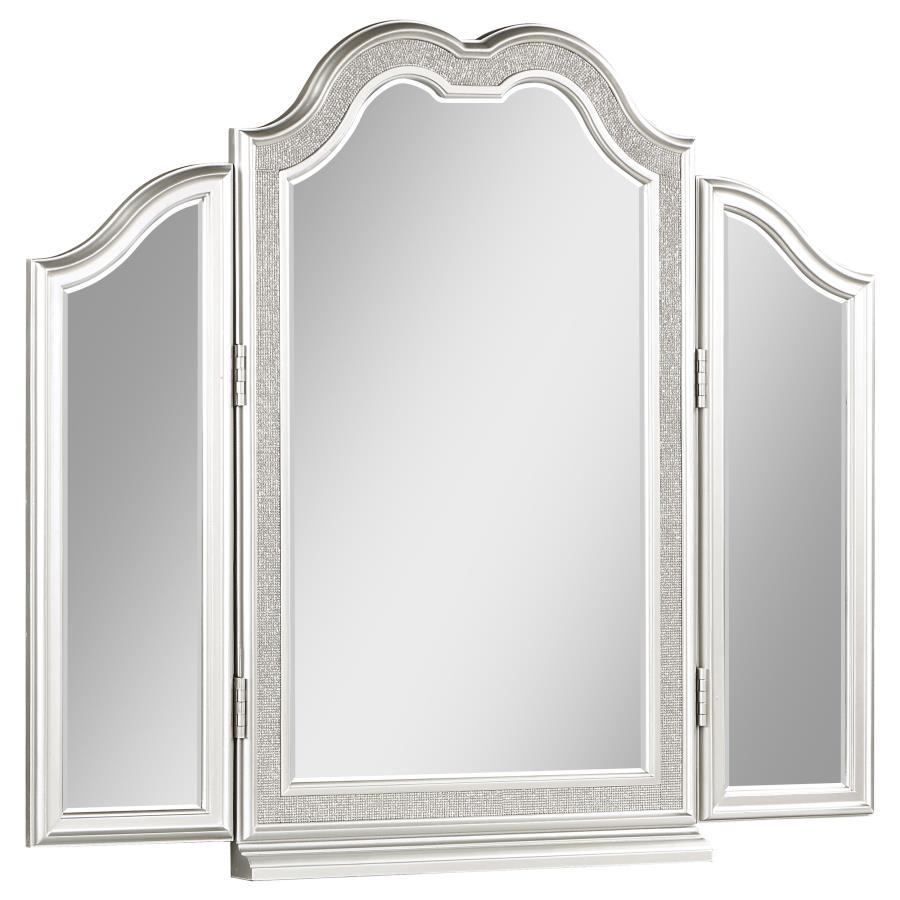 Your Evangeline collection vanity simply is not complete without this matching tri-fold mirror. Giving a great view from every angle, it-'s a necessity when creating gorgeous hairstyles and makeup looks, with side mirrors easy to position at just the righ