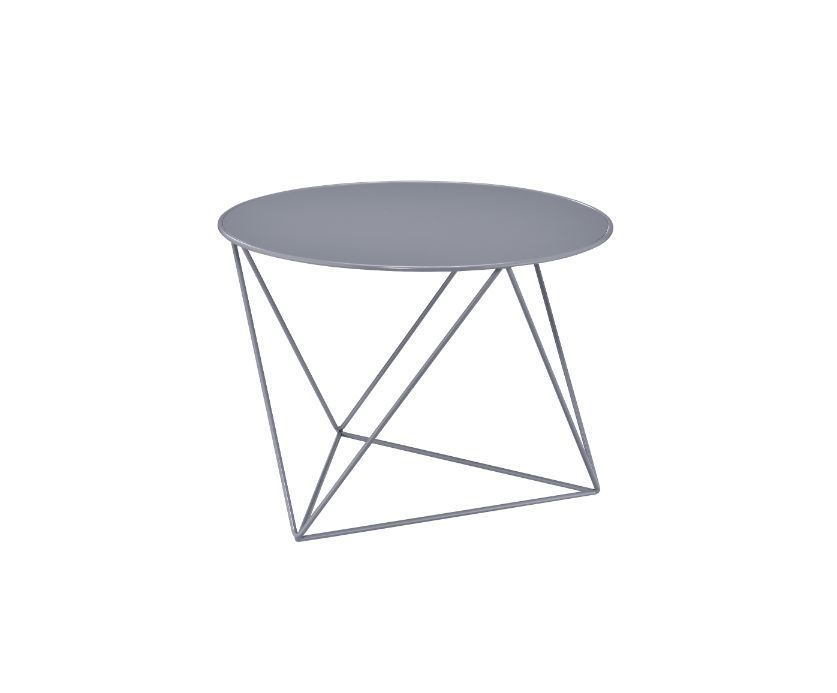 Bring dimension, depth and distinctive visual appeal with this modern geometric design. The accent table boasts a cool and fun look. Round table top paired with irregular metal base adds a uniquely attractive contrast to this table. It-'s powder coating p