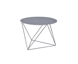 Bring dimension, depth and distinctive visual appeal with this modern geometric design. The accent table boasts a cool and fun look. Round table top paired with irregular metal base adds a uniquely attractive contrast to this table. It-'s powder coating p