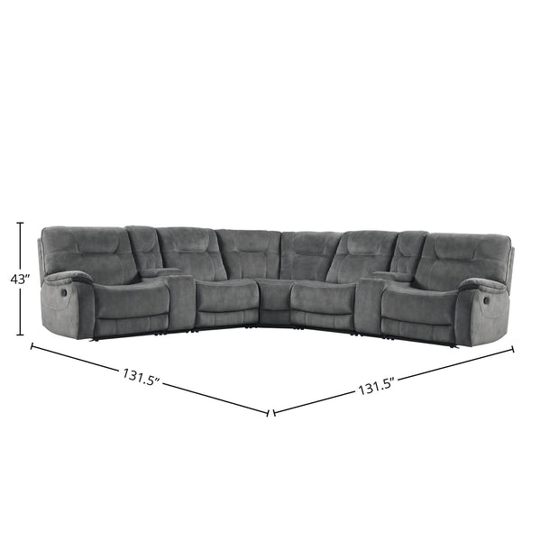 Cooper - 7 Piece Modular Manual Reclining Sectional - Shadow Gray