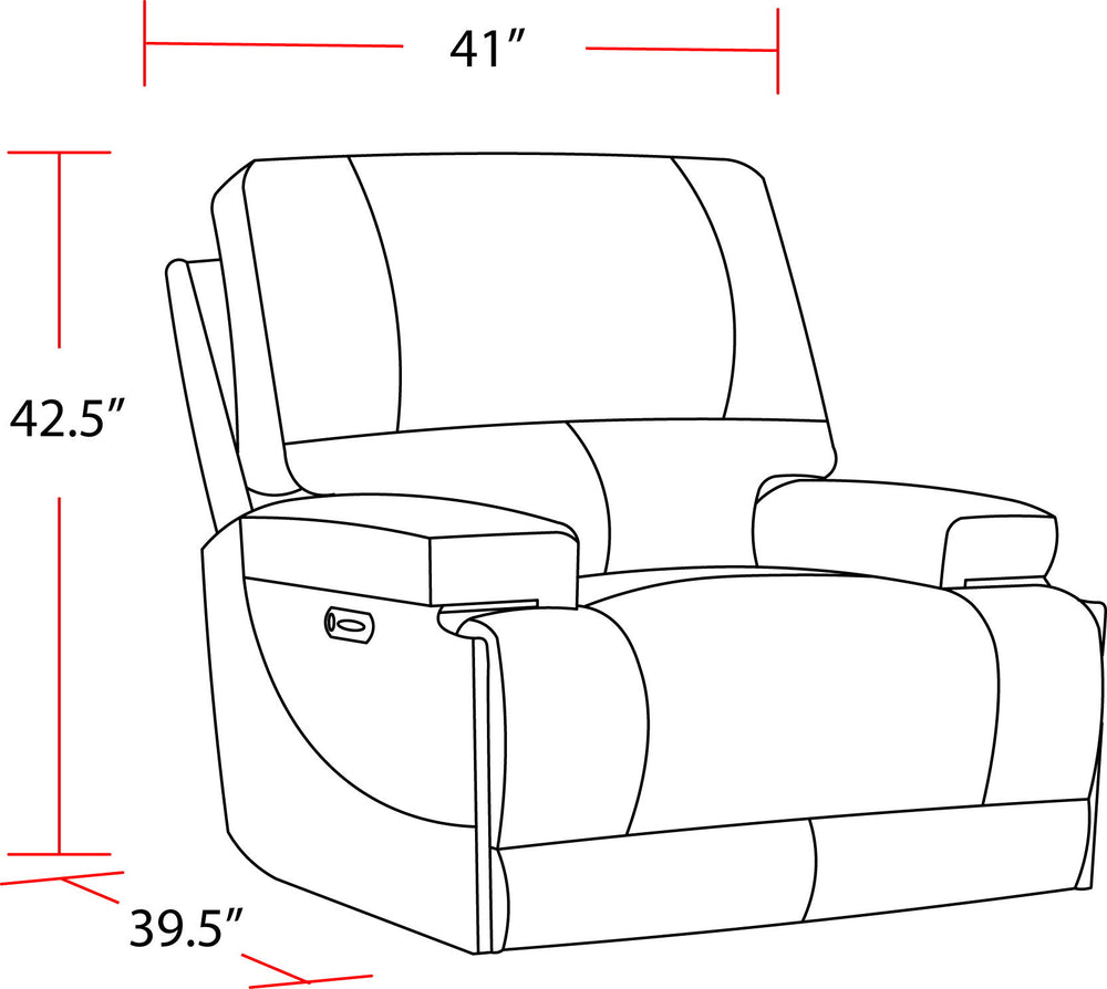 Take a seat and recline in seconds in this smooth and stylish Power Recliner. More than just beautiful, this innovative chair takes comfort to new heights with just the touch of a button. Offering effortless relaxation, it-'s sure to become your favorite 