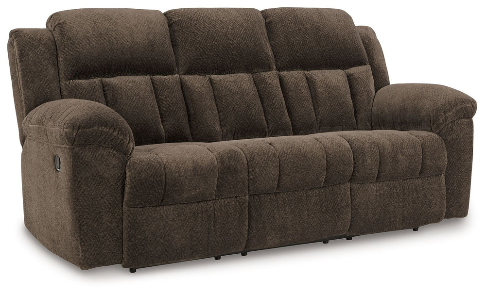 With its large-scale design, this extra-spacious reclining sofa is a masterclass in accessible style. Plush, ultra-soft upholstery keeps everyone cozy as you lounge with family or guests. In a neutral hue, it seamlessly suits different aesthetics as your 