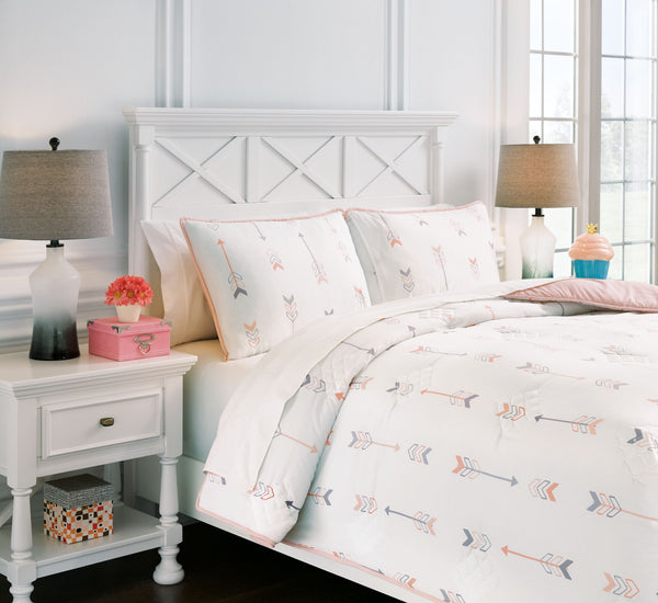 Lexann - Pink / White / Gray - Full Comforter Set