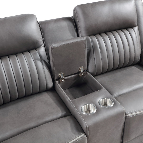 Enzo - Console Loveseat With Dual Recliners - Gray