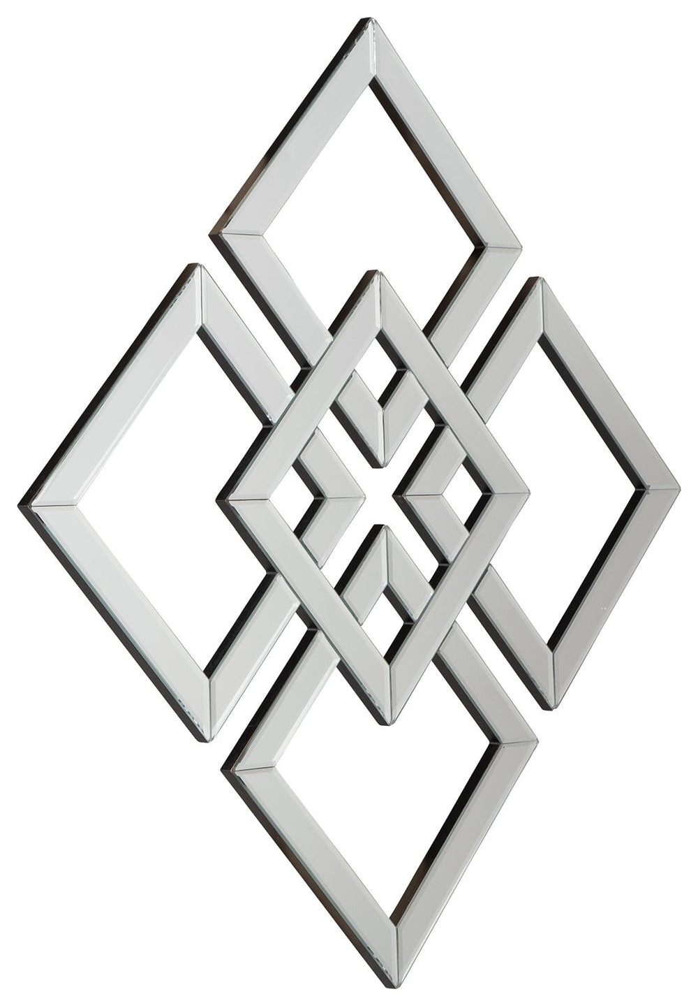 The geometric design of this accent mirror adds a fun flair to any space. Switch things up with either square or diamond hanging.<br><br><b>Additional Dimensions</b><br><ul><li>Diagonal orientation: 0-"</li></ul><br/><br/><b>Product Features</b><ul><li>Cu