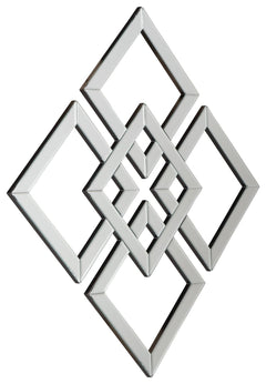 The geometric design of this accent mirror adds a fun flair to any space. Switch things up with either square or diamond hanging.<br><br><b>Additional Dimensions</b><br><ul><li>Diagonal orientation: 0-"</li></ul><br/><br/><b>Product Features</b><ul><li>Cu