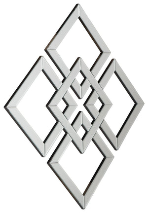 The geometric design of this accent mirror adds a fun flair to any space. Switch things up with either square or diamond hanging.<br><br><b>Additional Dimensions</b><br><ul><li>Diagonal orientation: 0-"</li></ul><br/><br/><b>Product Features</b><ul><li>Cu
