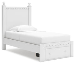 Make morning or bedtime that much more magical with this twin panel storage bed. Charmingly cute with its scalloped detailing, it appeals to both her sense of playful whimsy and your love for modern design. Drawers in the footboard provide handy storage f