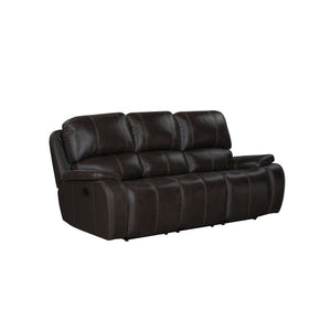 Immerse yourself in comfort and style with the Brookings Dual Recliner Sofa in charcoal gray. Upholstered in a leather-look polyester/pu fabric, this sofa offers the luxurious appearance of real leather without the hefty price tag. Tailored to perfection 