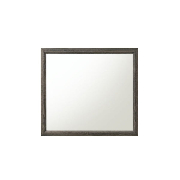 Mirror without Beveled Rectangular Mirror with Wood Trim ASTM F2057 - 17 & ASTM F3096 - 14 Compliant (YES)<br/><br/><b>Product Features</b><ul><li>Case: 1Pc/1Ctn</li><li>Finish: Weathered Gray</li><li>Style: Transitional</li><li>Materials: Wood, Veneer, C