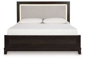 Neymorton - Dark Grayish Brown - Queen Upholstered Panel Bed