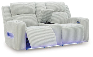 Forest Lake - Alloy - Power Reclining Loveseat With Console / Adj Headrest