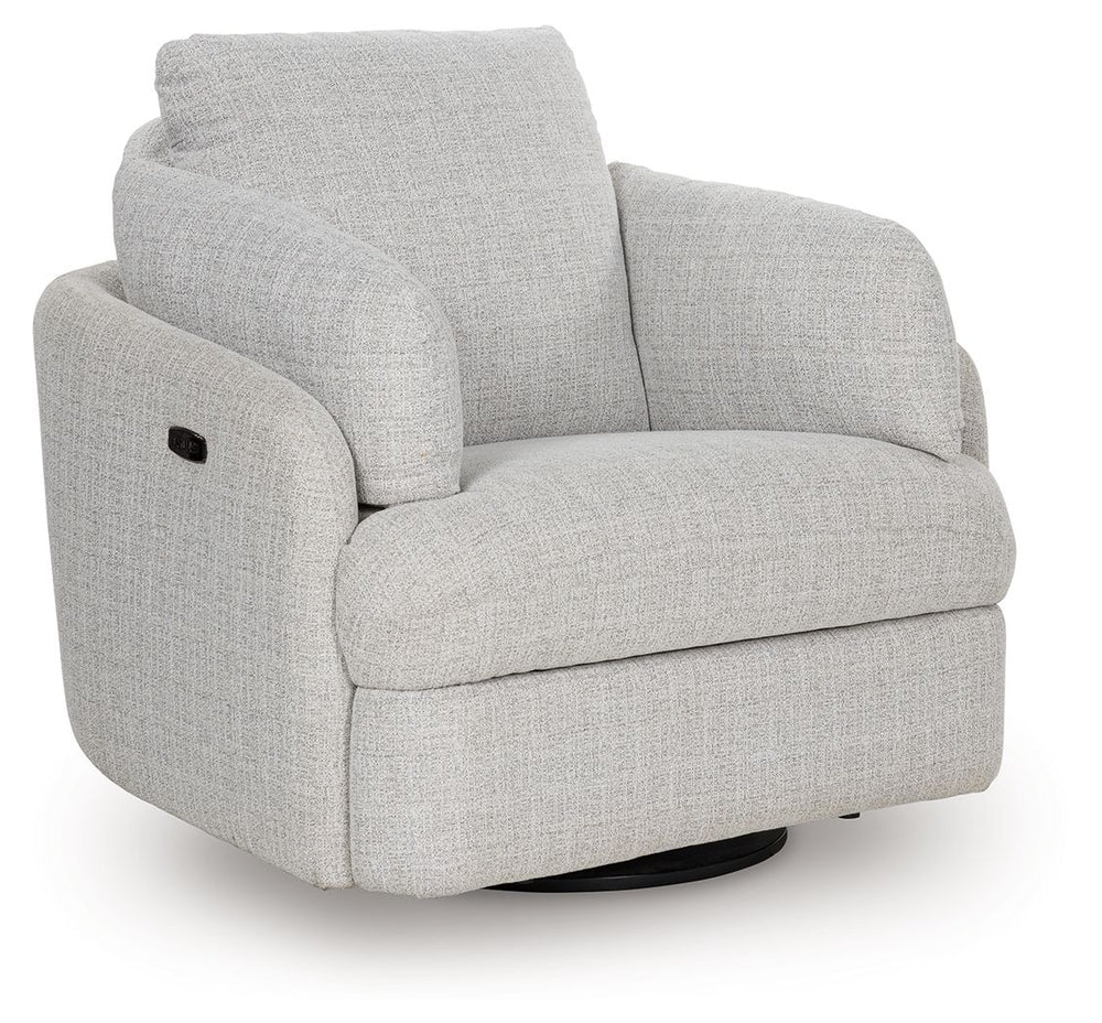 Indulge in ultimate comfort and style with this Next-Gen Nuvellaâ„¢ swivel power recliner. The contemporary chair allows you to effortlessly find the perfect position for relaxation, whether you-'re enjoying a movie night or simply unwinding after a long 