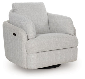 Indulge in ultimate comfort and style with this Next-Gen Nuvellaâ„¢ swivel power recliner. The contemporary chair allows you to effortlessly find the perfect position for relaxation, whether you-'re enjoying a movie night or simply unwinding after a long 
