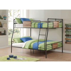The Brantley II collection features full over queen bunk bed with metal tube frames. Easy access guard rails make kids easy to climb up and down. Wood design rails are not only decoration for the whole bed but also create more safety for your kids.<br/><b