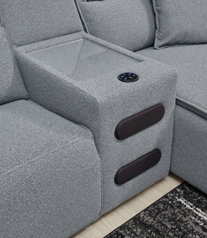Modmax - Salt And Pepper - 5-Piece Power Reclining Sectional With LAF Zero Wall Power Recliner