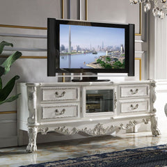 Exclusive Design Entertainment Center Includes: 2 Side Piers & Center Hutch Storage: Pier 3 Open Compartments and 1 Wooden Door Touch Light Function Max Size Recommended: 70-" Flat Panel TV Oversized Scrolled Moldings & Claw Legs with Antique Hand Brushed