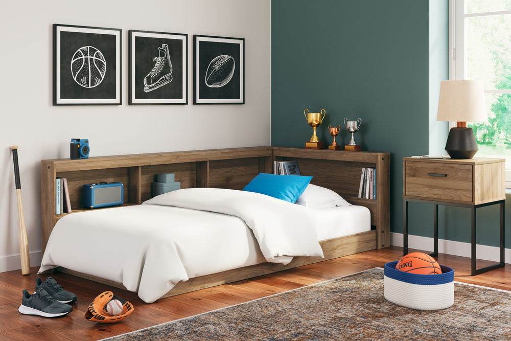 Is your bedroom in need of a refresh? And do you love mid-century modern design? Then this twin bookcase storage bed is calling your name. Simple lines and an industrial-chic vibe will seal the deal. Settle into its laid-back style, and plan to stay for a